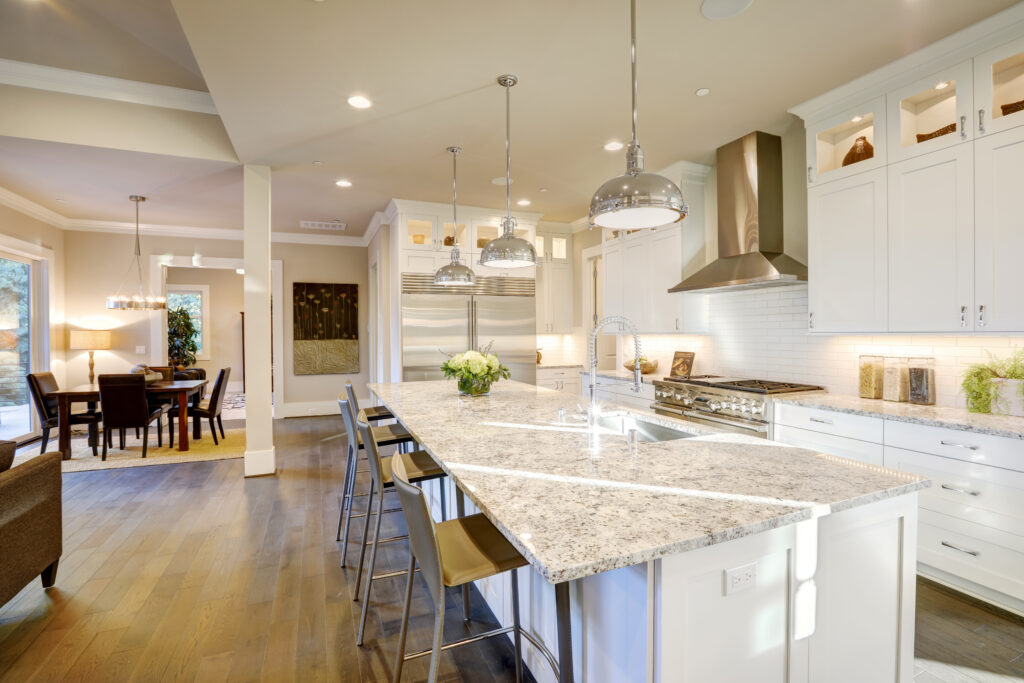 white kitchen design in new luxurious home