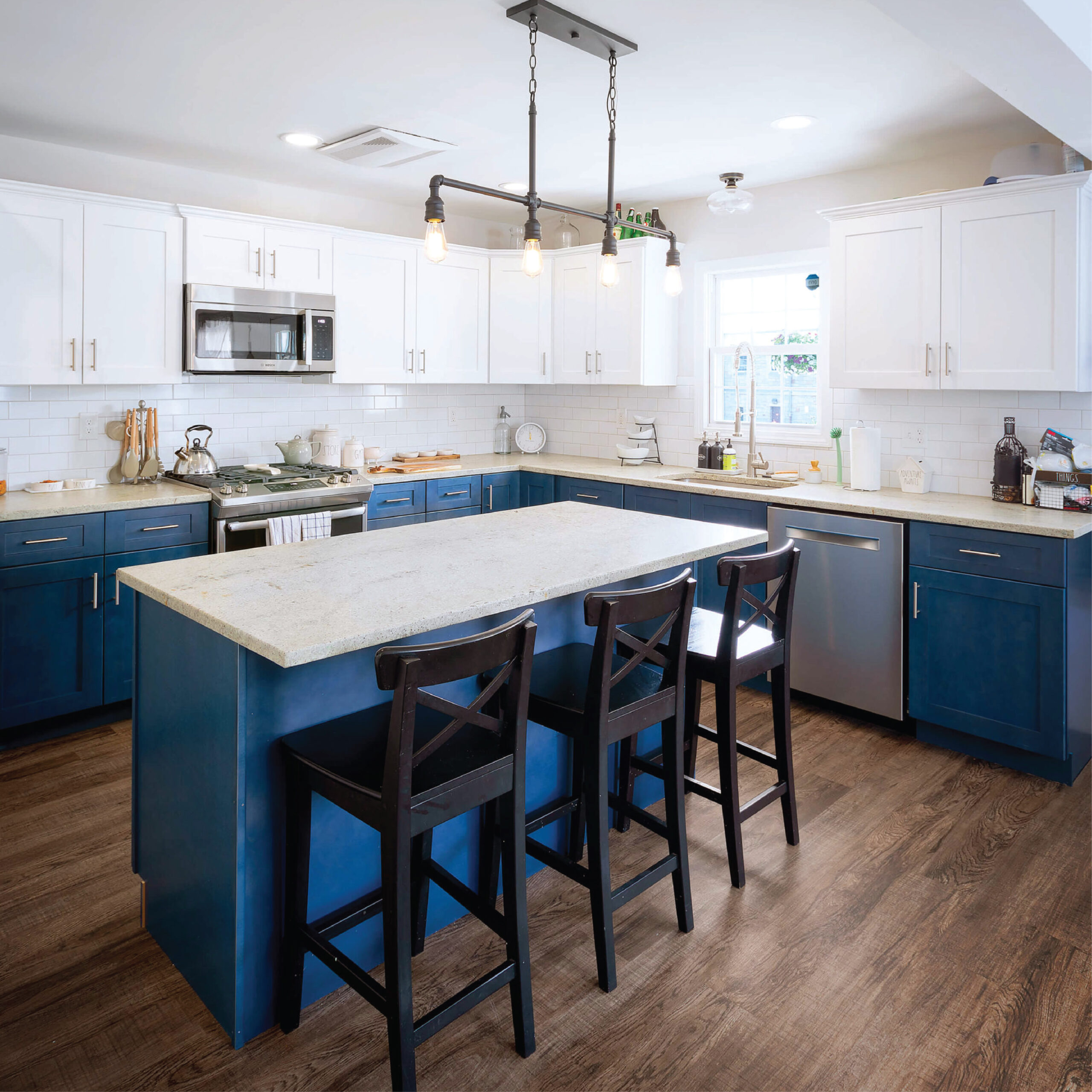 CNC White and blue Kitchen Design