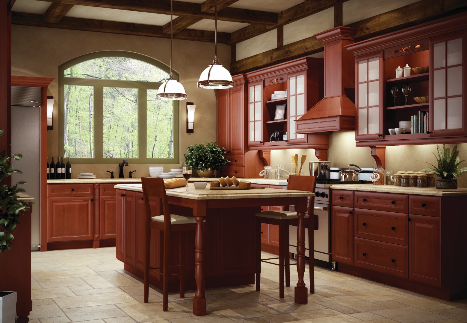 Forevermark Brown kitchen design with Cinnamon Glaze Cabinets