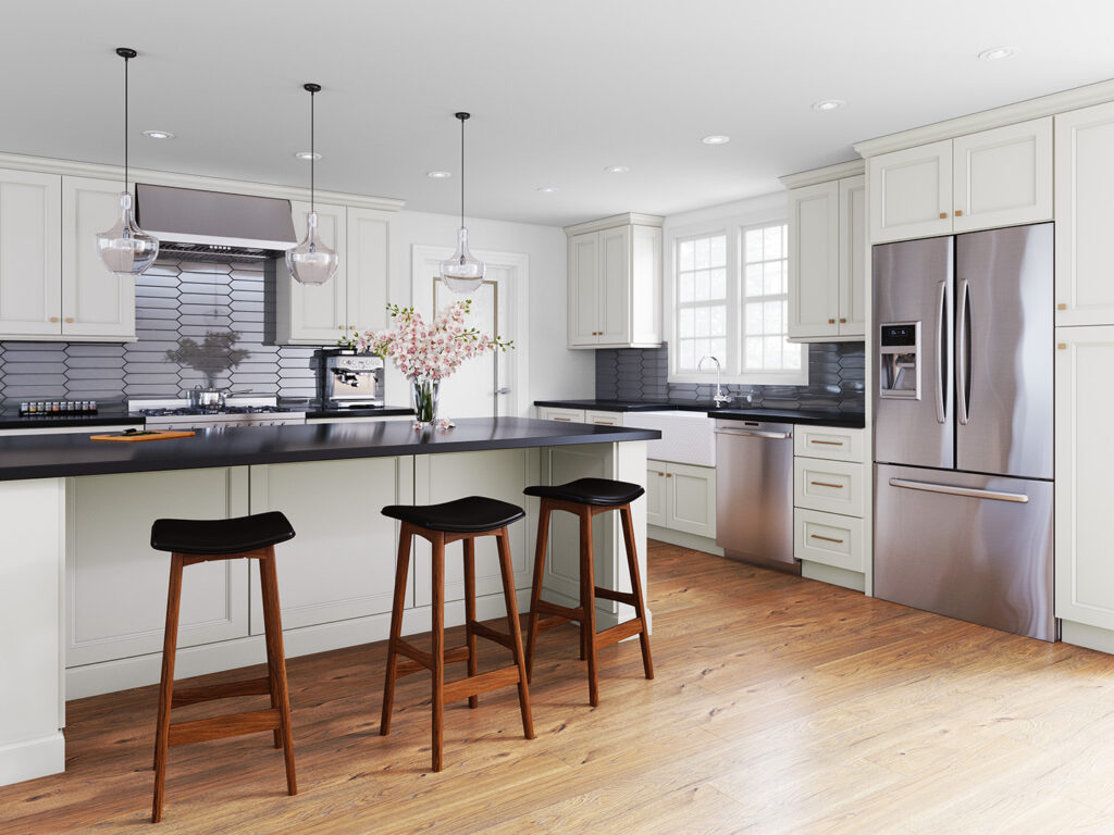 Forevermark White kitchen design with Townplace Crema Cabinets