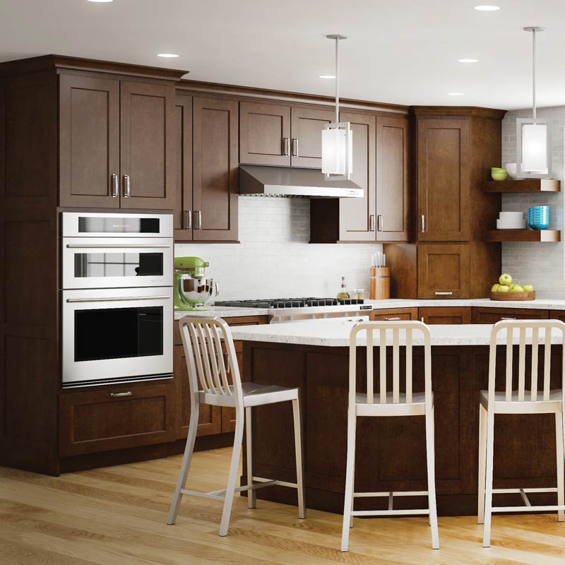 Woodland kitchen design with brown cabinet doors