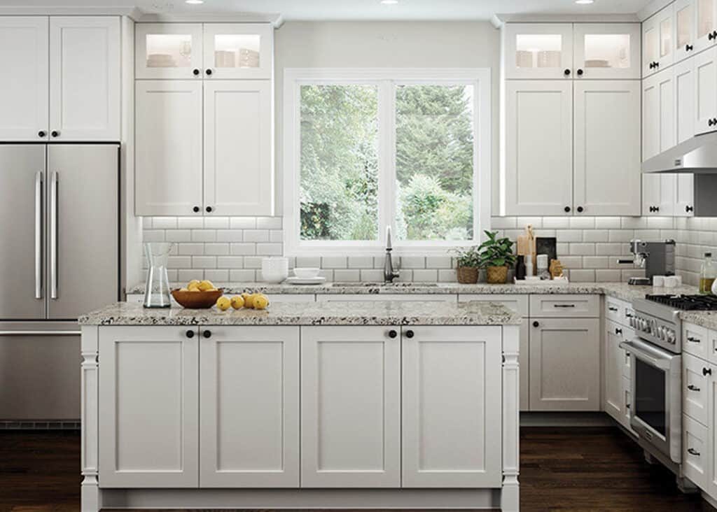 CNC White Kitchen Design with Elegant Collection Cabinet Doors