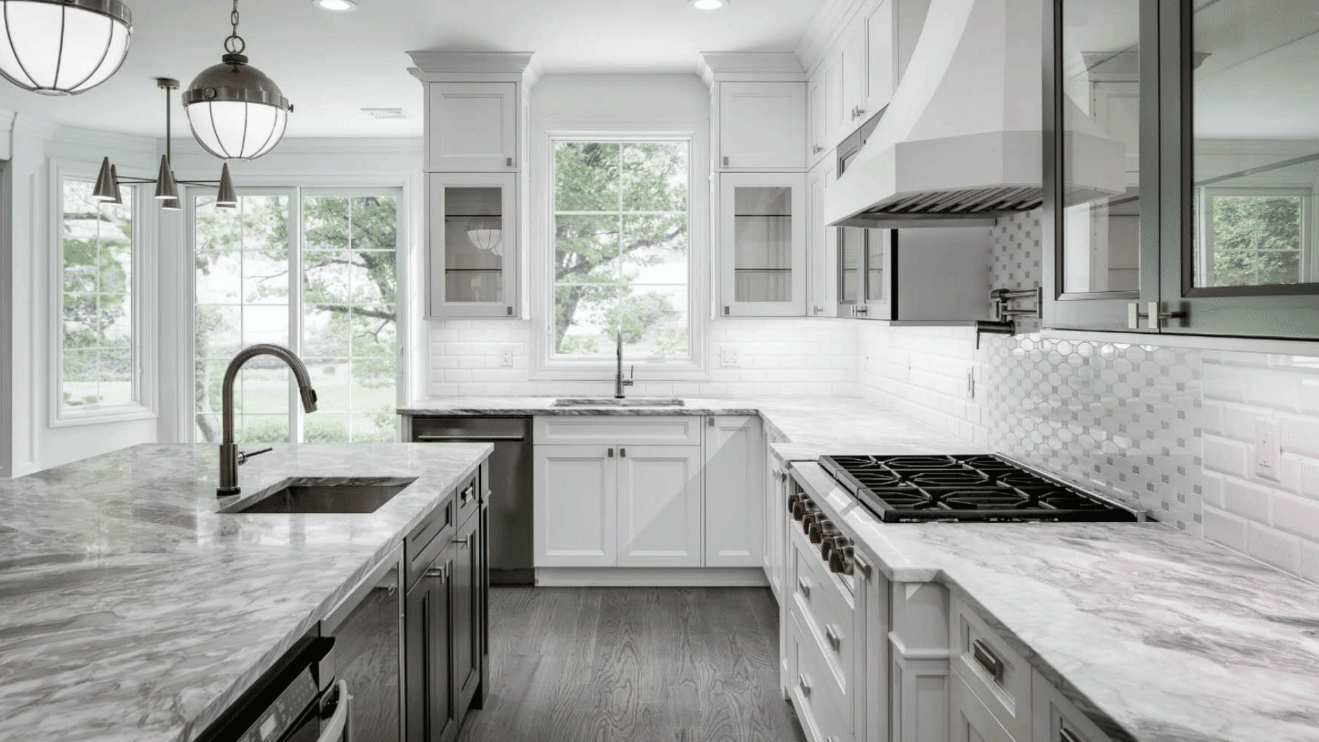 St. Martin white kitchen cabinets with white countertops