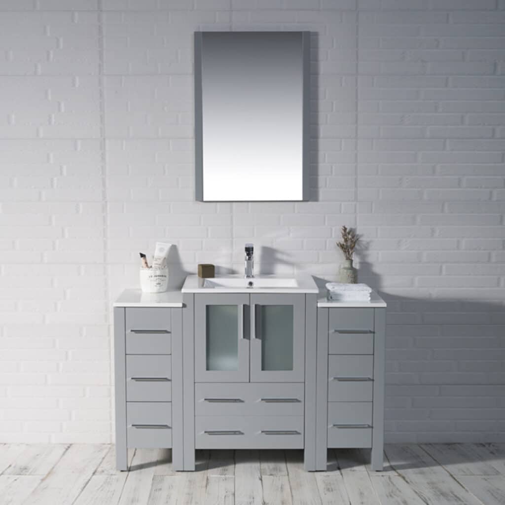 Front view Sydney 48″ Metal Grey (With side cabinet)