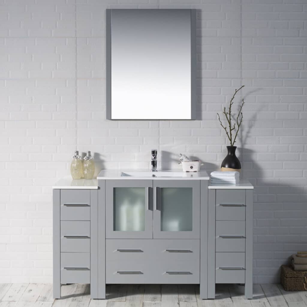 Front view Sydney 54″ Metal Grey (With side cabinet)