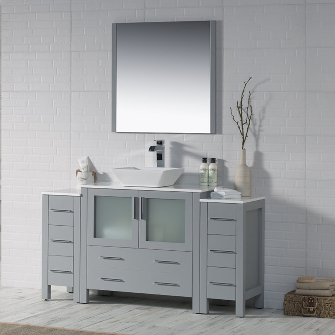 Side view Sydney 60″ Metal Grey (With side cabinet)