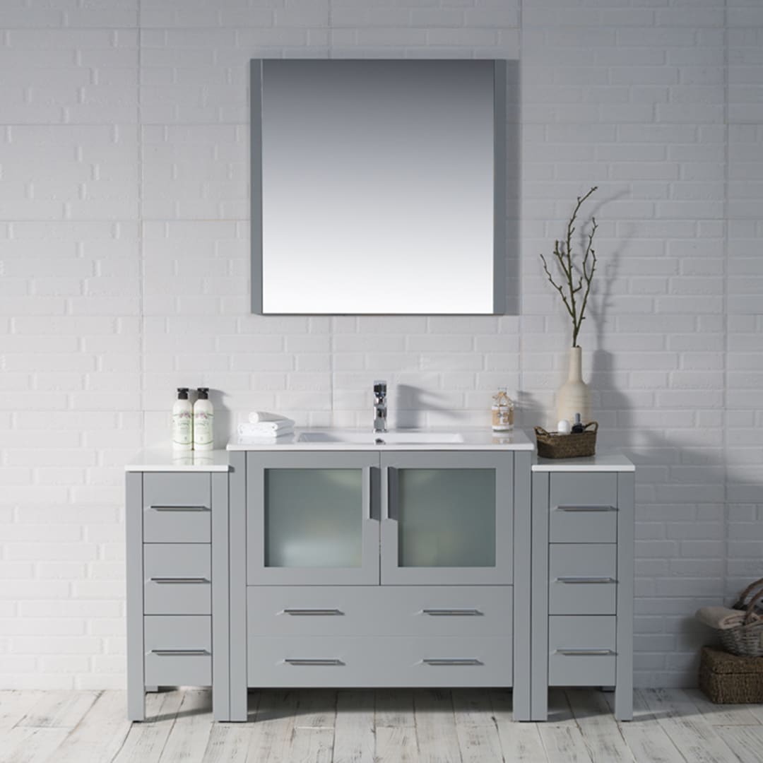 Front view Sydney 60″ Metal Grey (With side cabinet)
