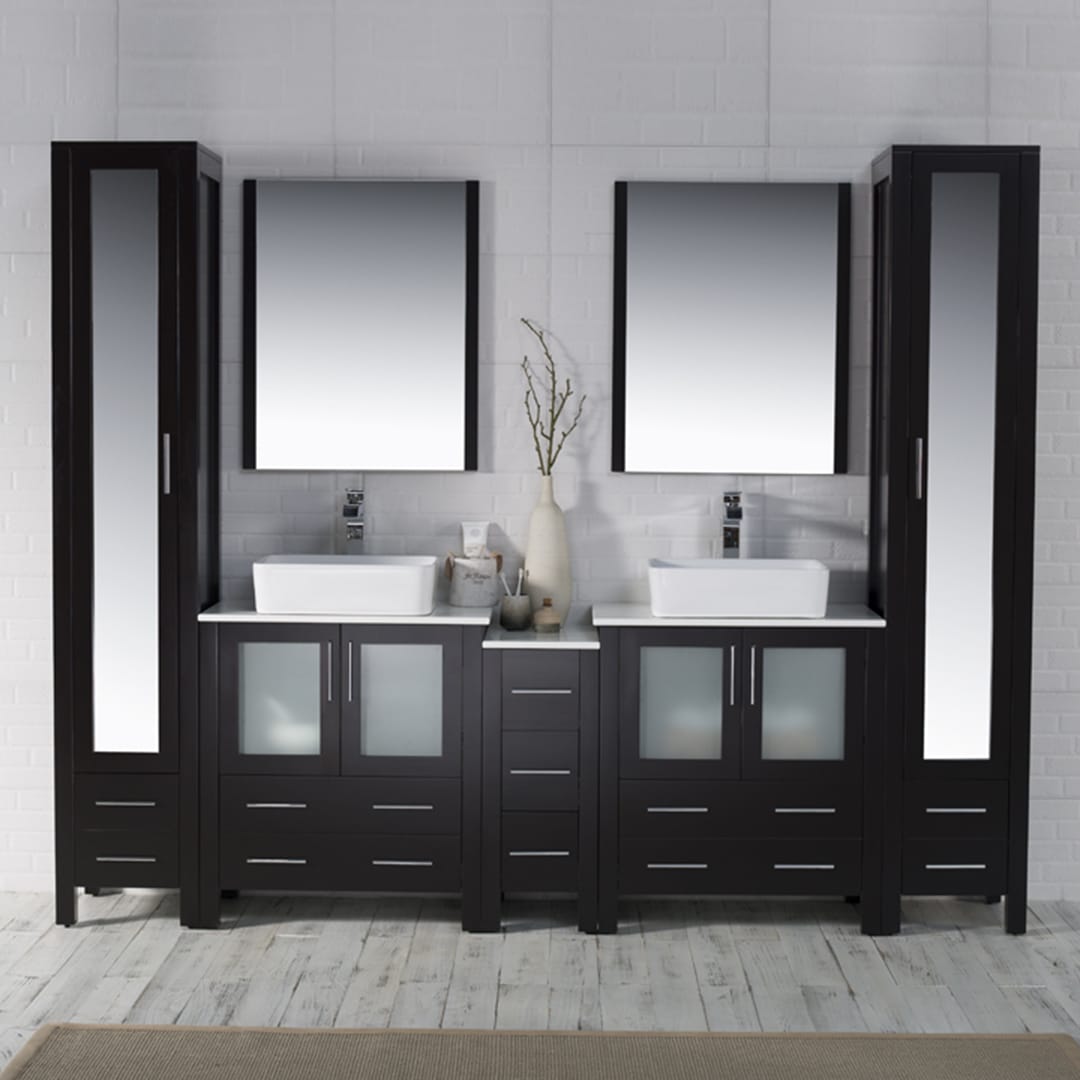 76" and up double sink bathroom vanity