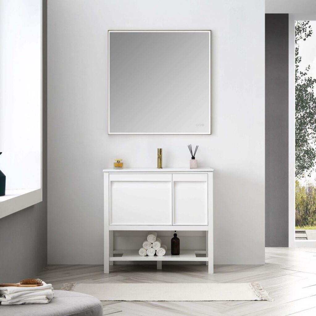 White Under-mounted sink bathroom vanity