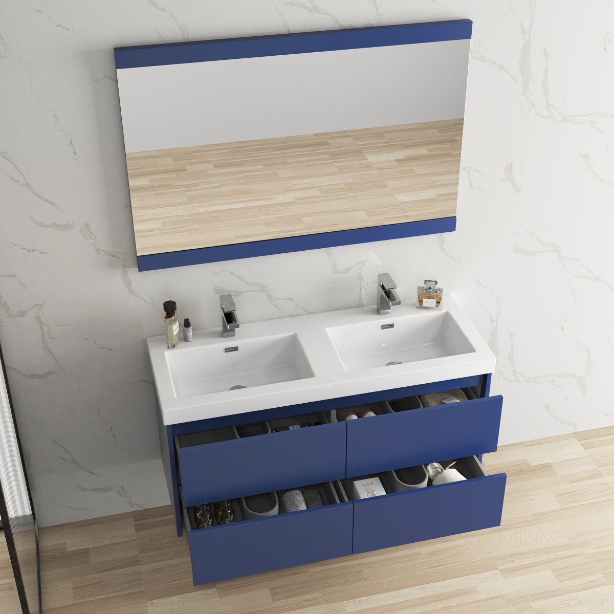 Open drawer Valencia 48" Double Navy Blue