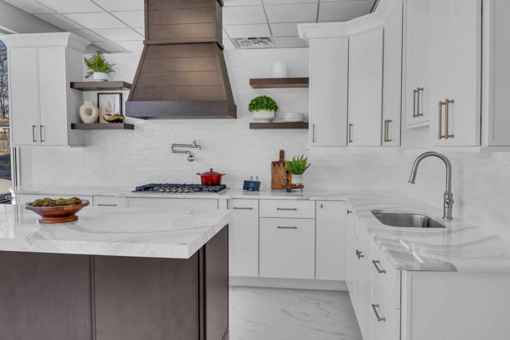 White and brown kitchen design