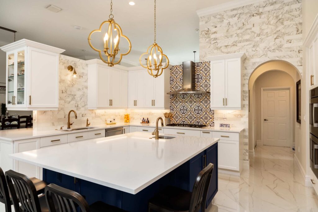 Luxury blue and white kitchen style