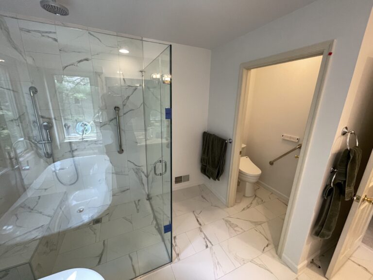 Enclosed shower and toilet
