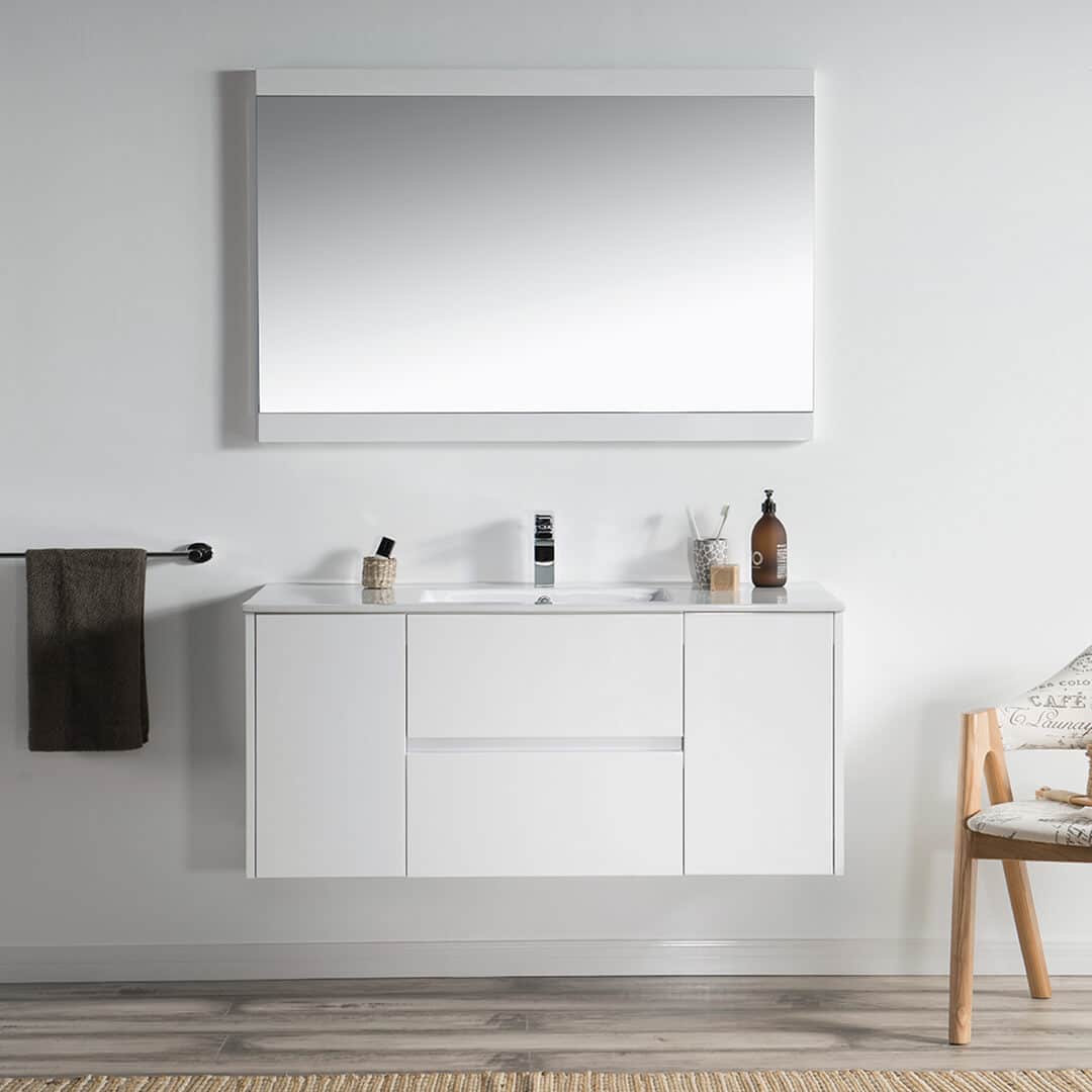 White wall-mounted vanity