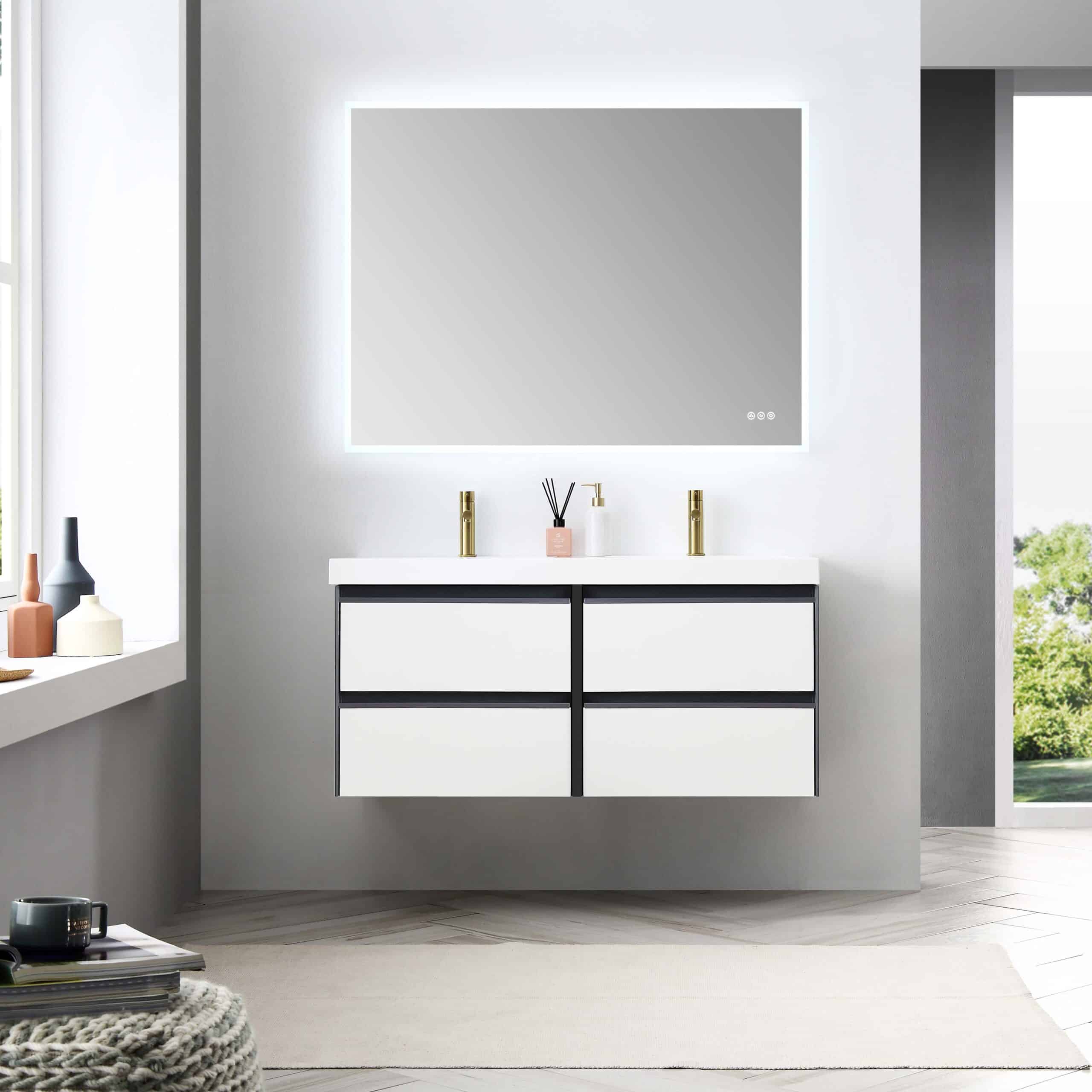 White wall-mounted vanity