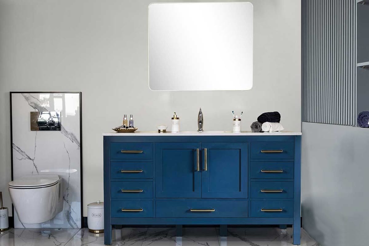 60" Ashley Blue Under-Mounted Sink Vanity