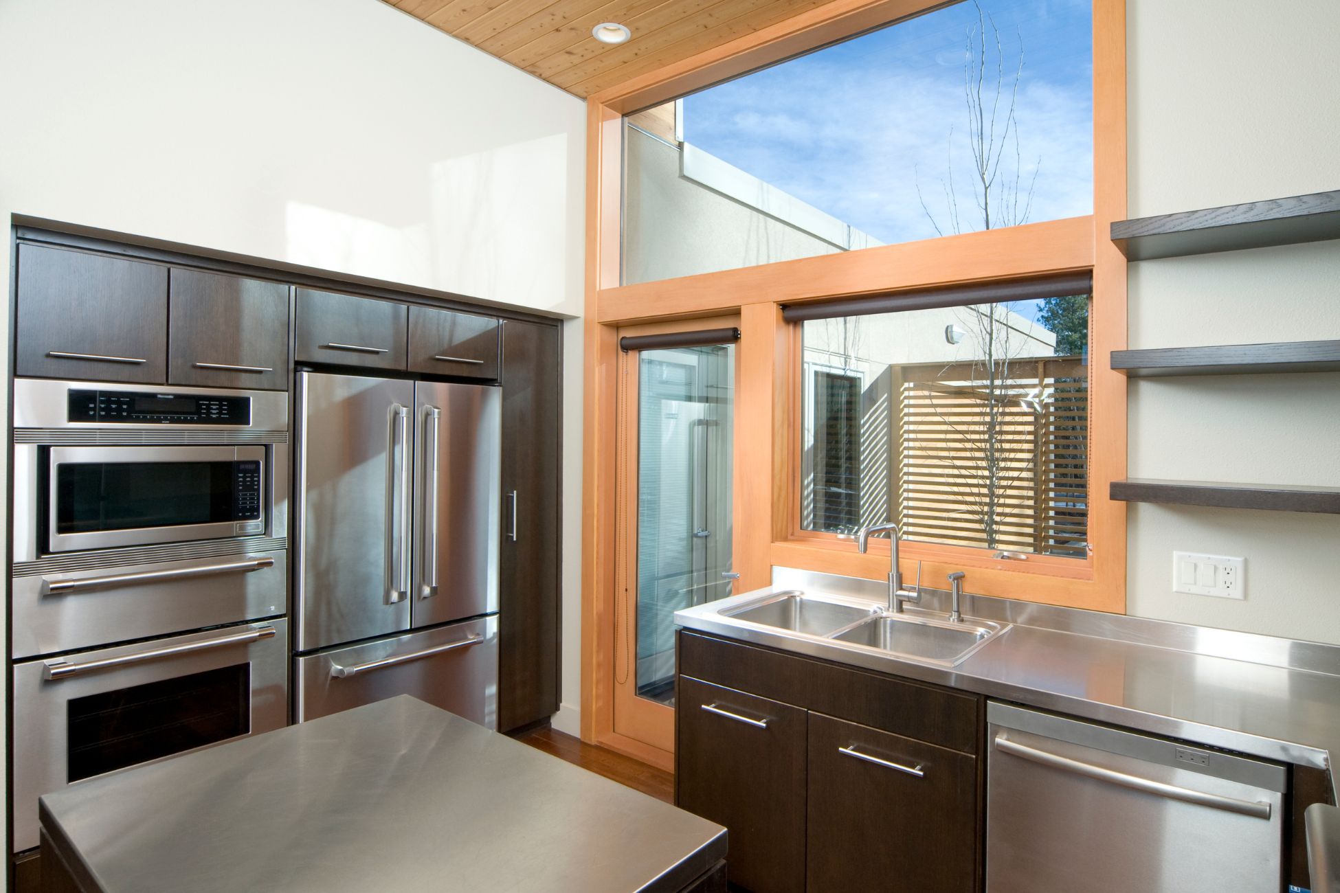Modern kitchen style with stainless steel countertop