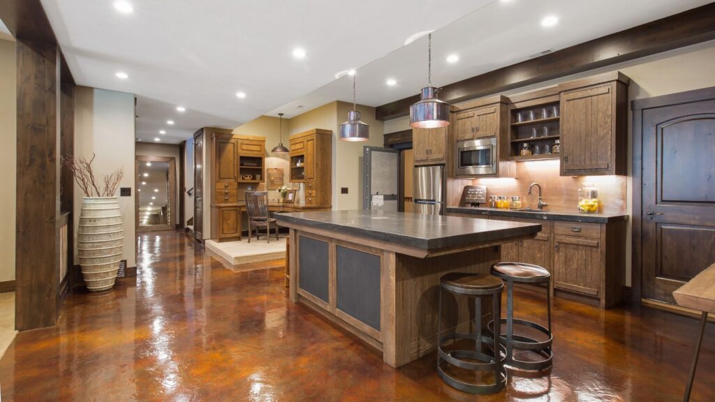 Traditional Kitchen in Basement