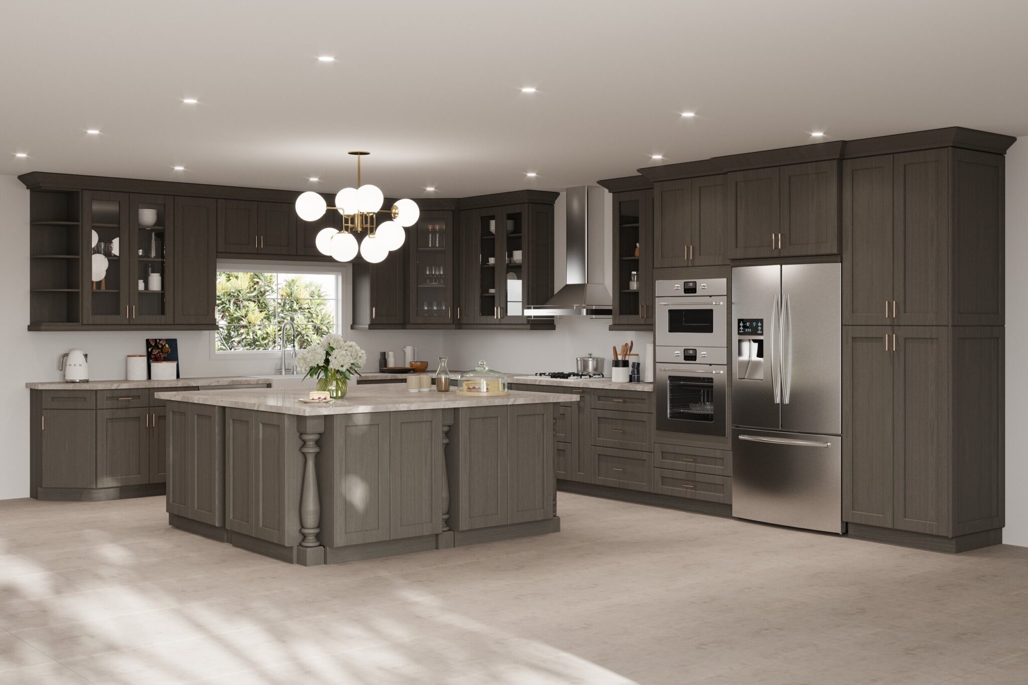 Luxury kitchen with pre-assembled kitchen cabinets