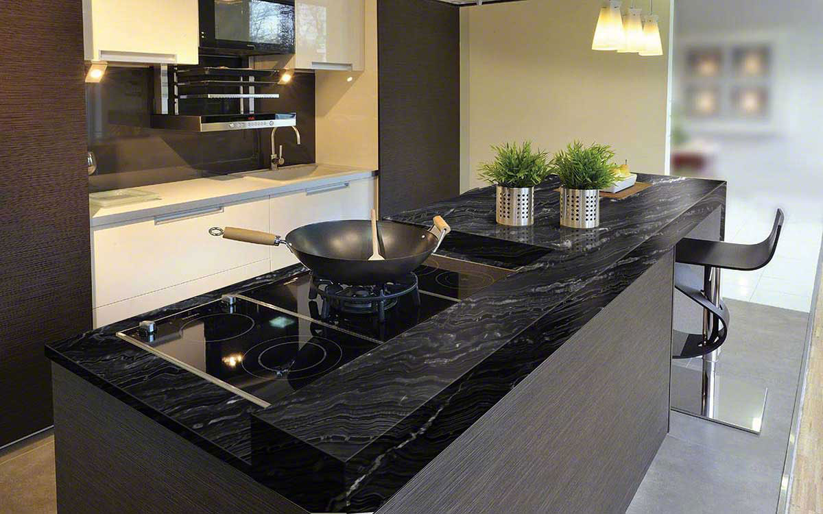 Small kitchen with agatha black granite stone
