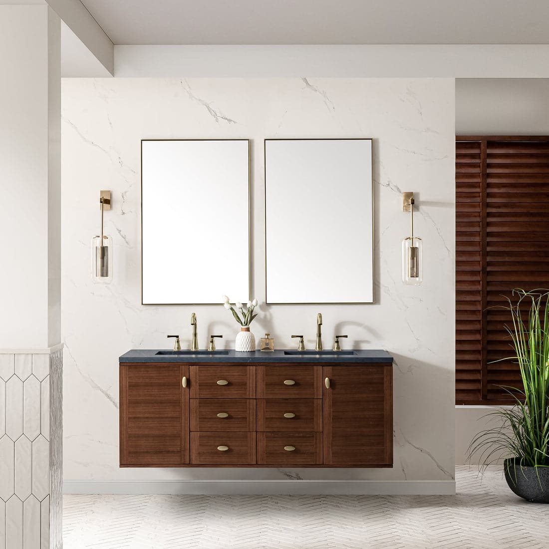 60" Amberly Brown wall-mounted Vanity