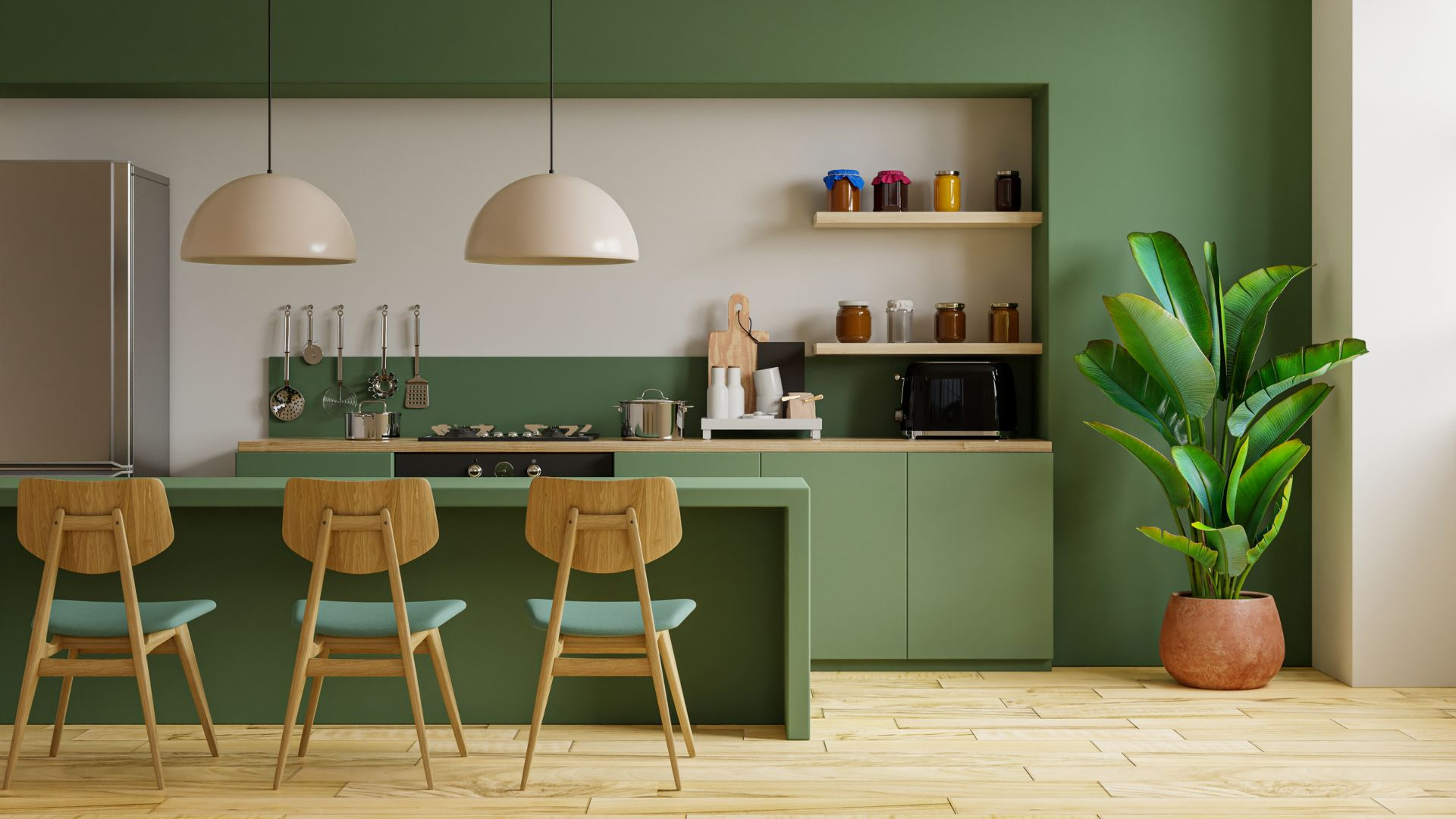 Dark Green Modern Kitchen
