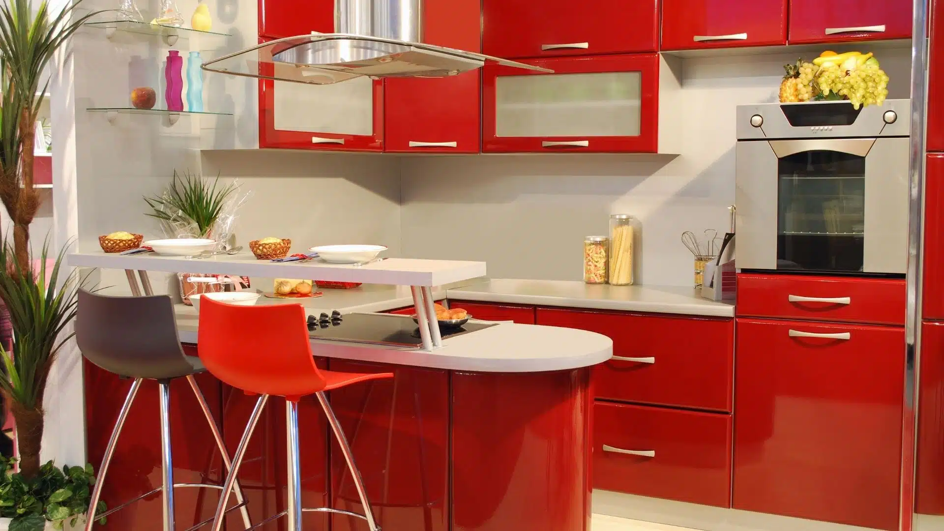 Rich Red Cabinet Doors