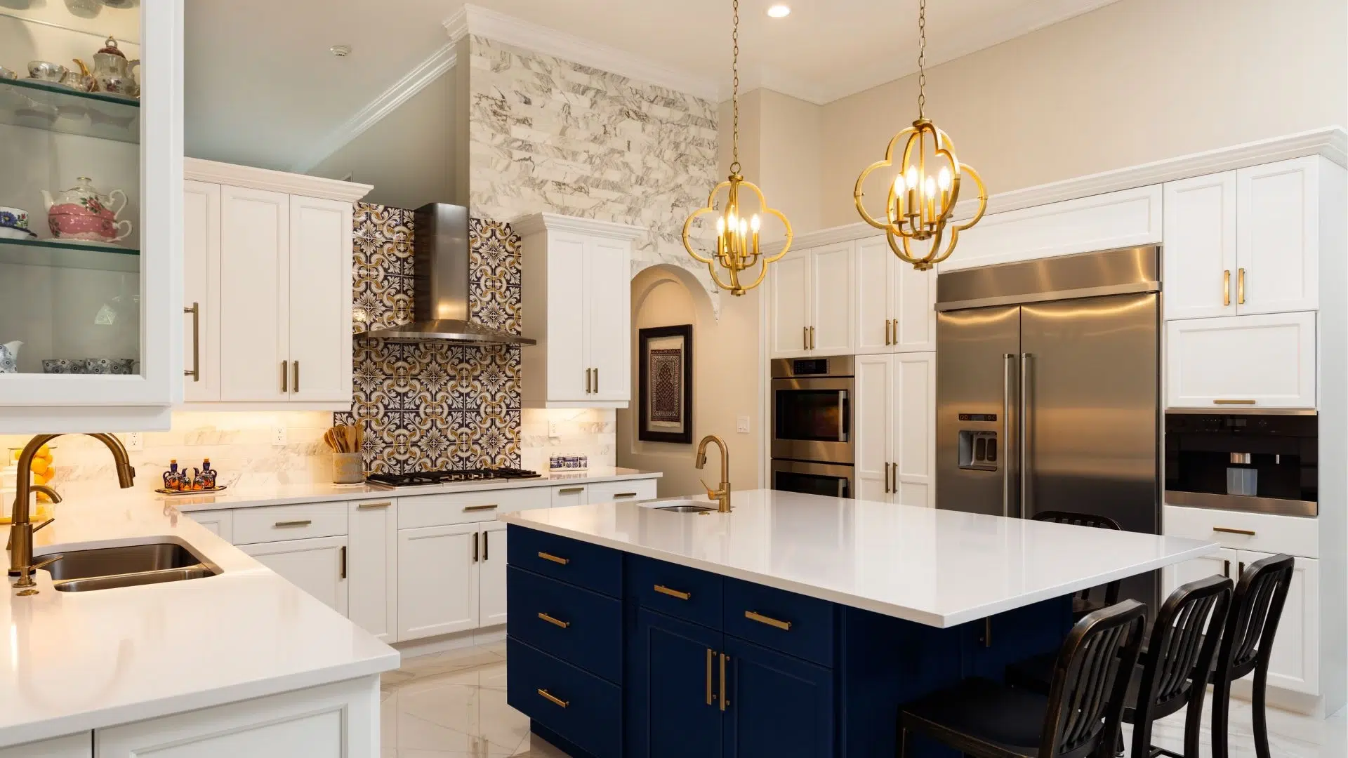 Elegant kitchen design with multifunctional kitchen island