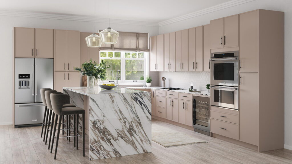 Cubitac Cabinetry Elegant Kitchen with cream cabinets and luxury kitchen island