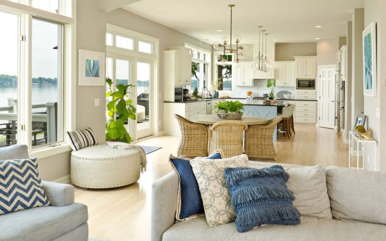 Open kitchen concept with the view of kitchen from the living room