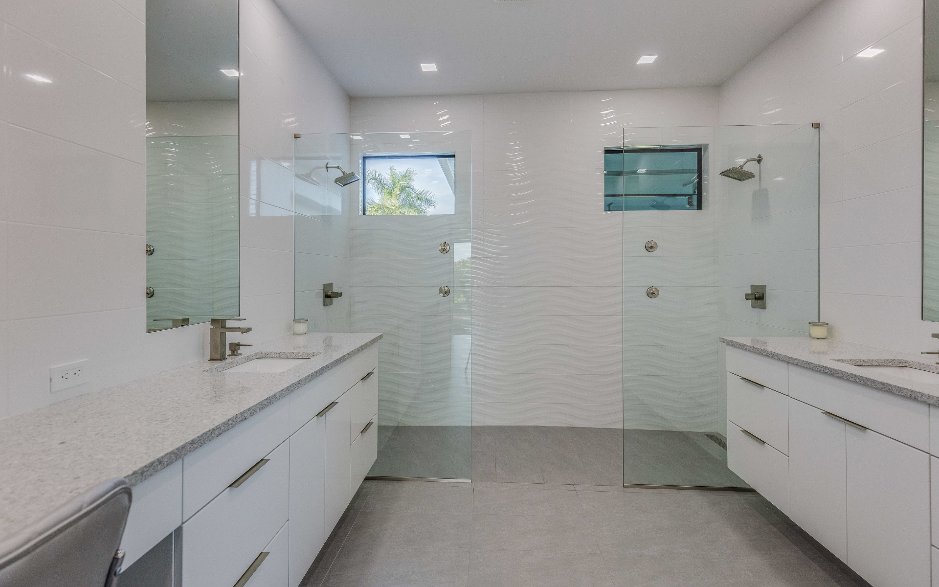Double vanity and shower bathroom