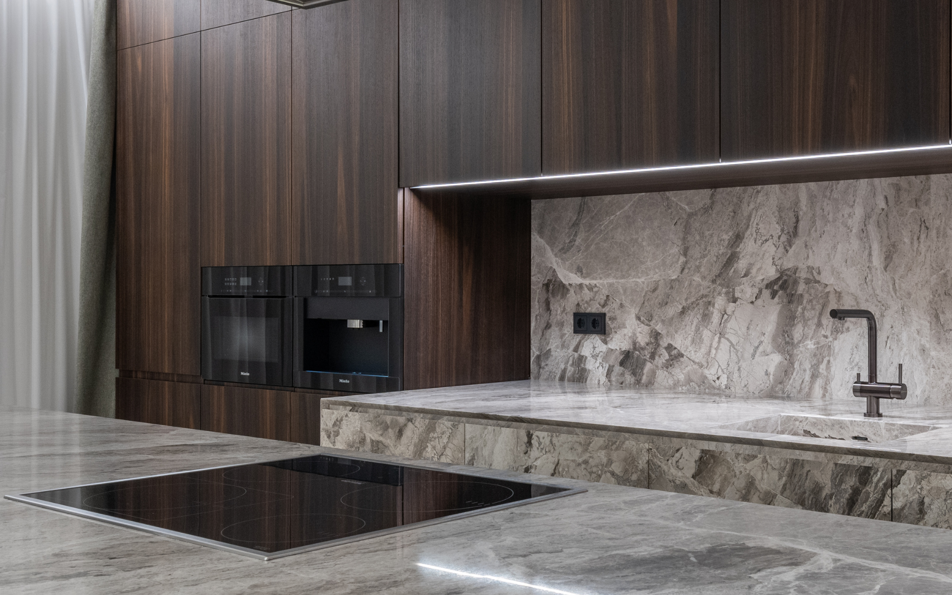 Luxurious kitchen with marble countertops