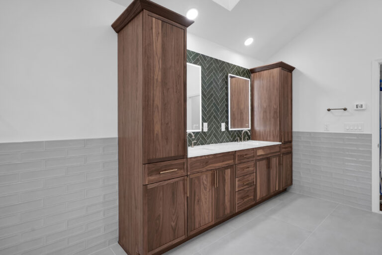 Brown double sink vanity