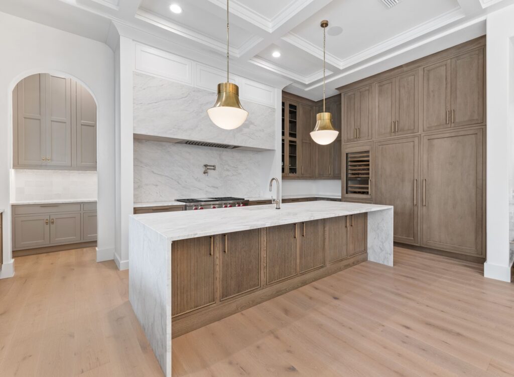Covered Bridge luxury white and brown kitchen