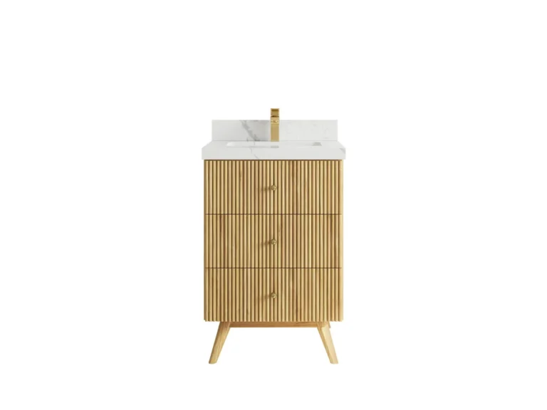 Pasadena Teak Wood 24" Single Sink Vanity, Premium Natural Teak