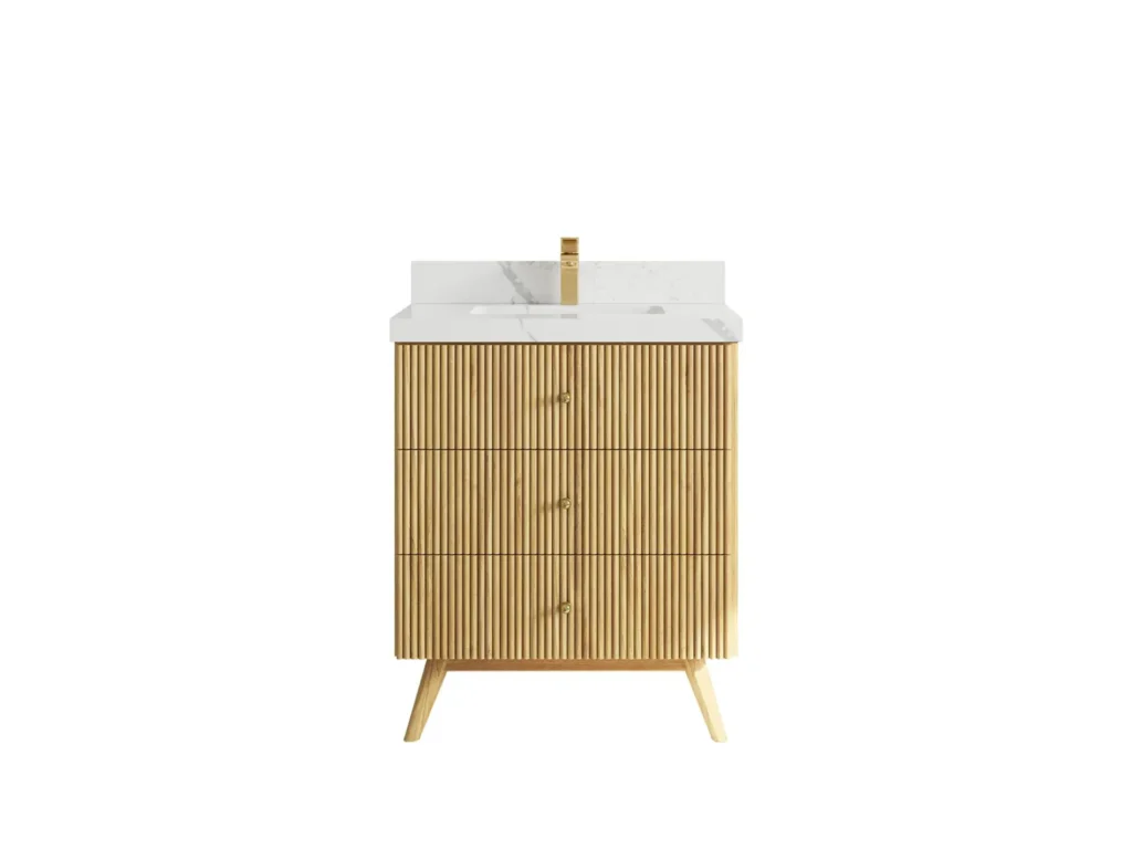 Pasadena Teak Wood 30" Single Sink Vanity, Light Natural Teak