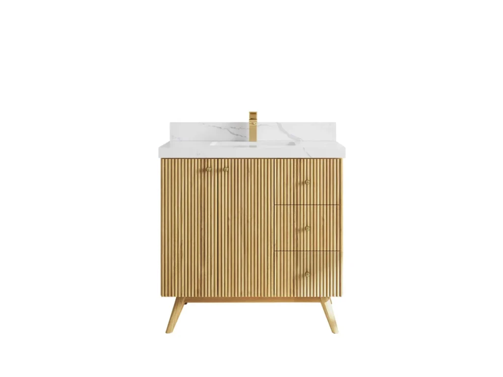 Pasadena Teak Wood 36" Single Sink Vanity, Light Natural Teak