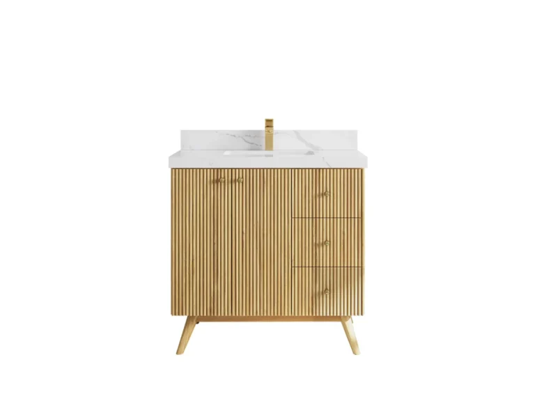 Pasadena Teak Wood 36" Single Sink Vanity, Light Natural Teak