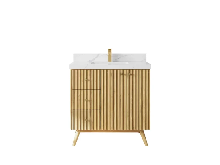 Pasadena Teak Wood 36" Single Sink Vanity Type 2, Light Natural Teak