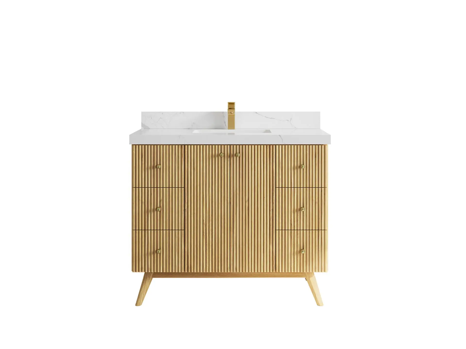 Pasadena Teak Wood 42" Single Sink Vanity, Light Natural Teak