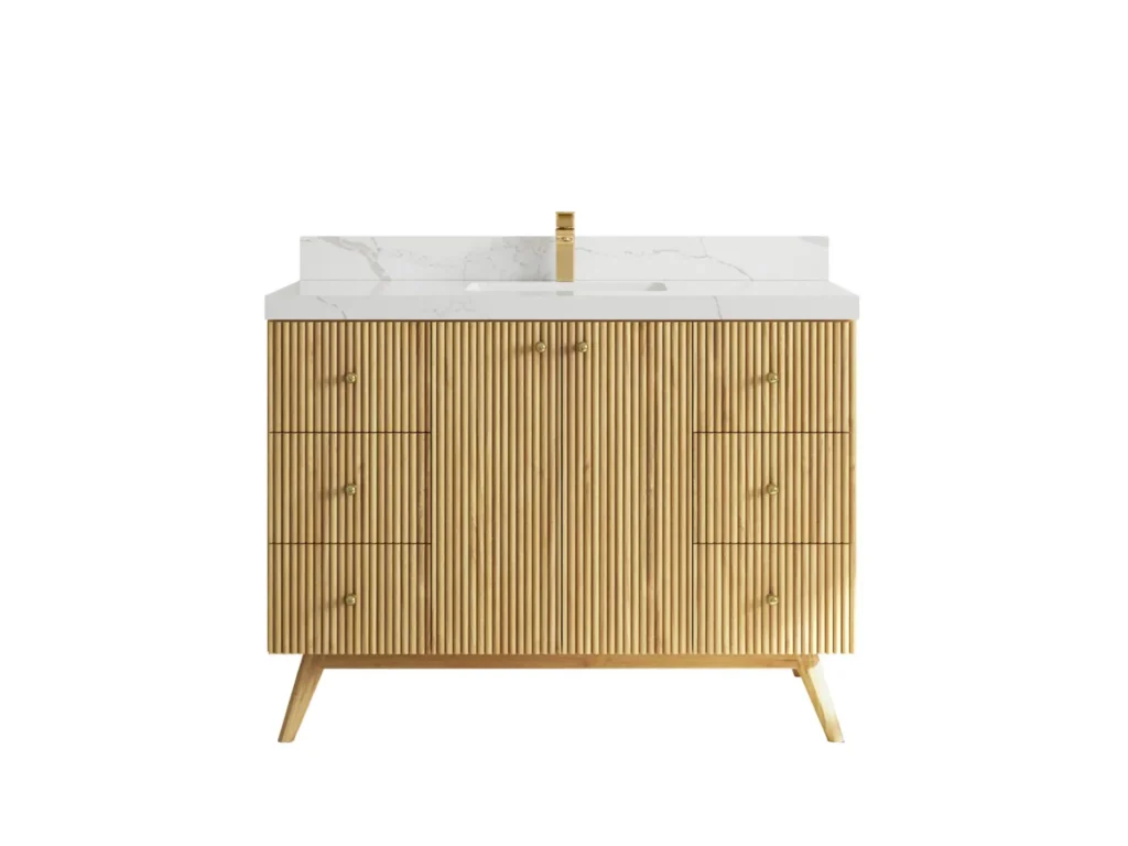 Pasadena Teak Wood 48" Single Sink Vanity, Light Natural Teak