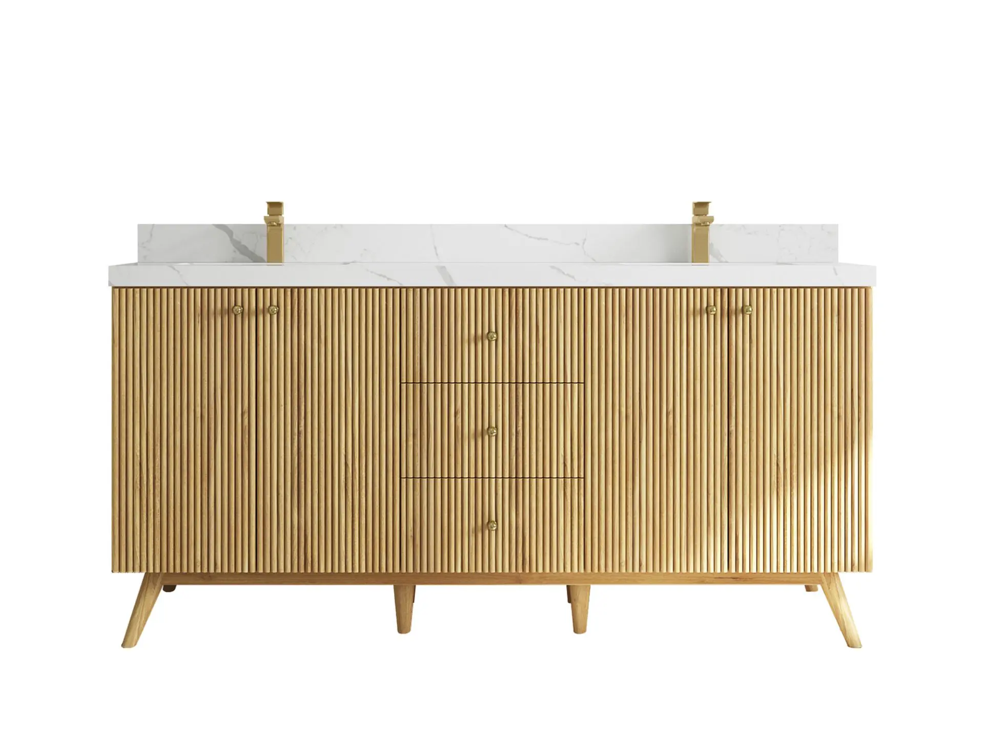 Pasadena Teak Wood 72" Double Sink Vanity, Light Natural Teak