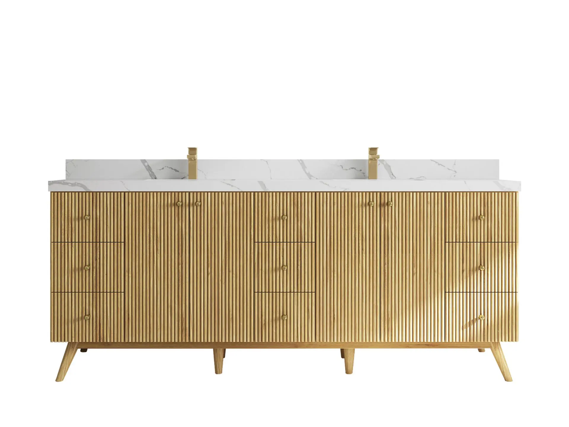 Pasadena Teak Wood 84" Double Sink Vanity, Light Natural Teak