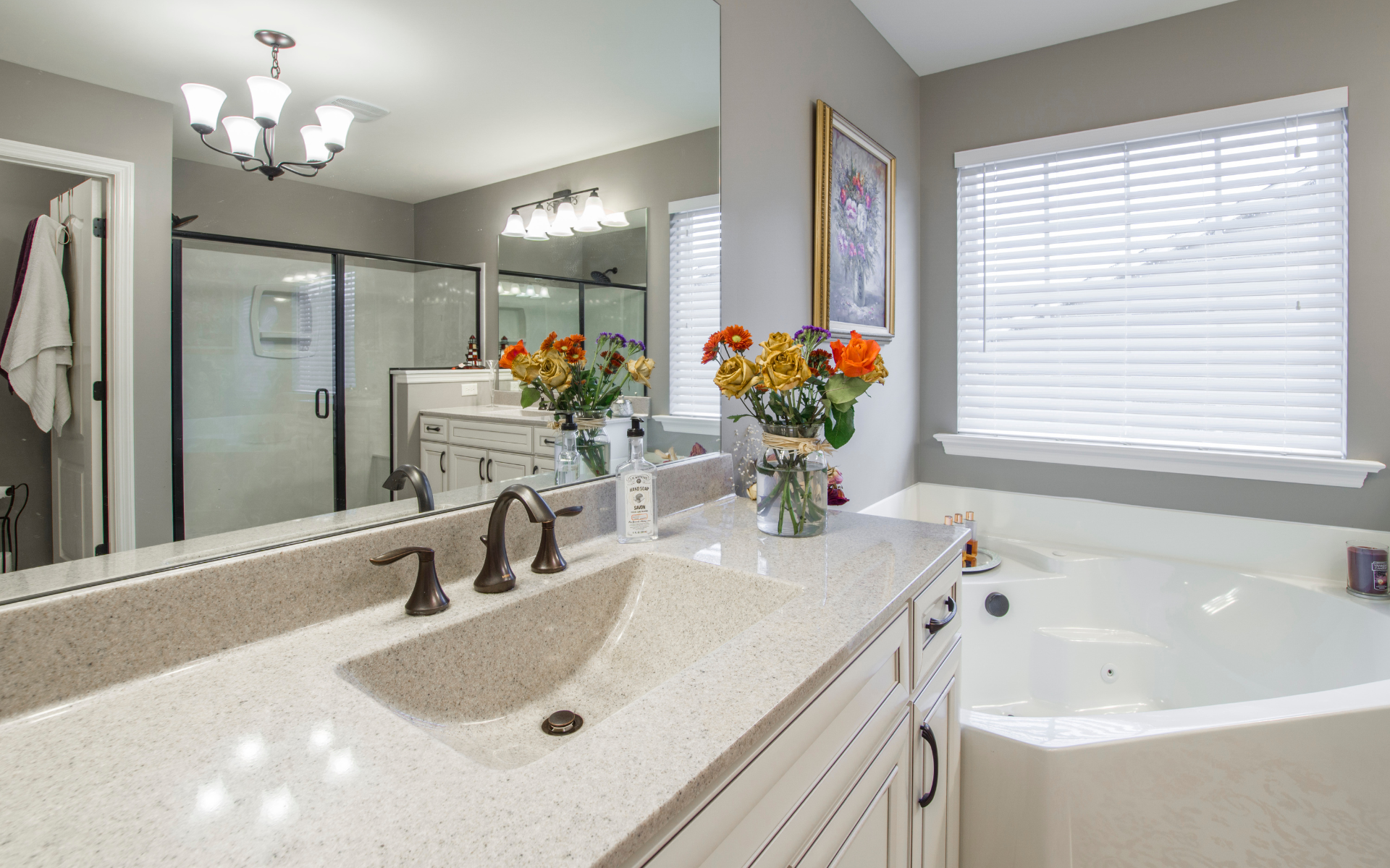 Tub and vanity with countertop