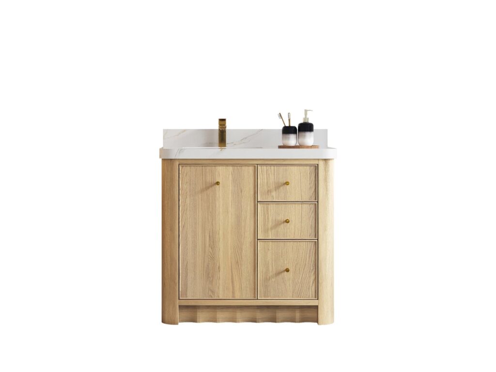 Orlando 36" Left Offset Sink Vanity, Nordic White Oak