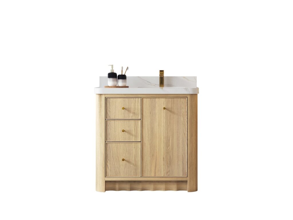Orlando 36" Right Offset Sink Vanity, Nordic White Oak