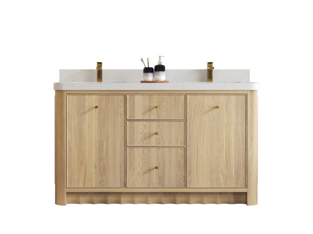 Orlando 60" Double Sink Vanity, Nordic White Oak