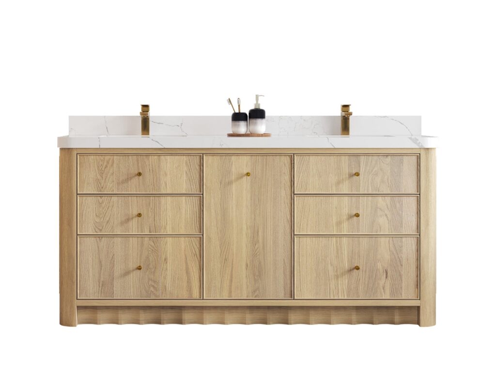 Orlando 72" Double Sink Vanity, Nordic White Oak