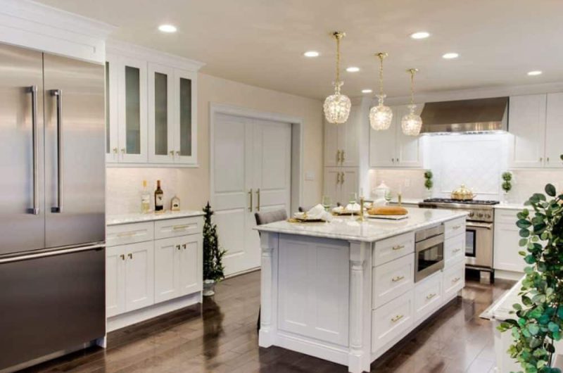 21st Century Kitchen design in Dove White cabinets